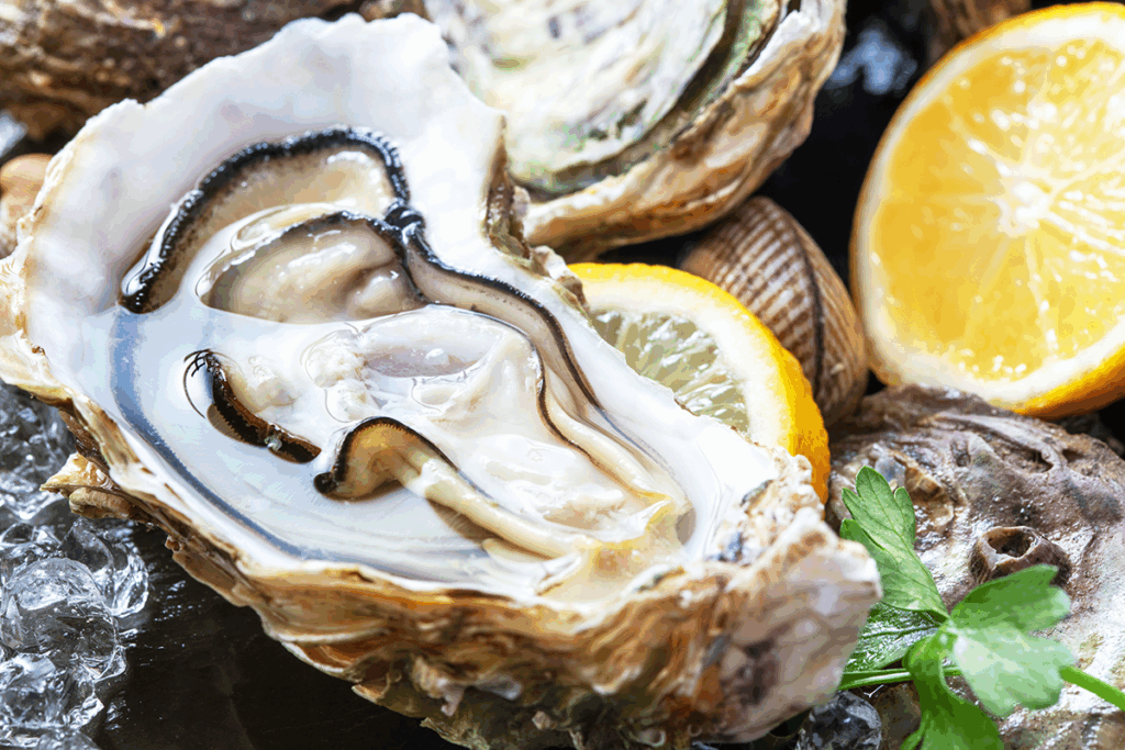Magaki, also known as Pacific oyster, served fresh with lemon
