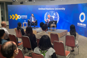 UN conference with two people