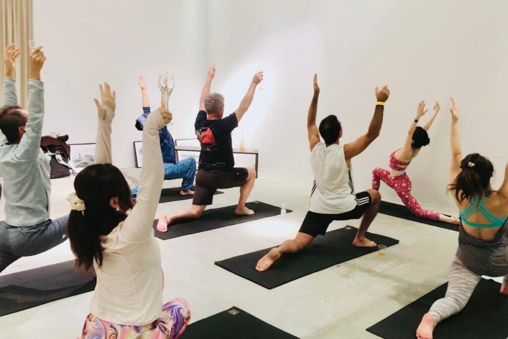 Nina in a yoga class