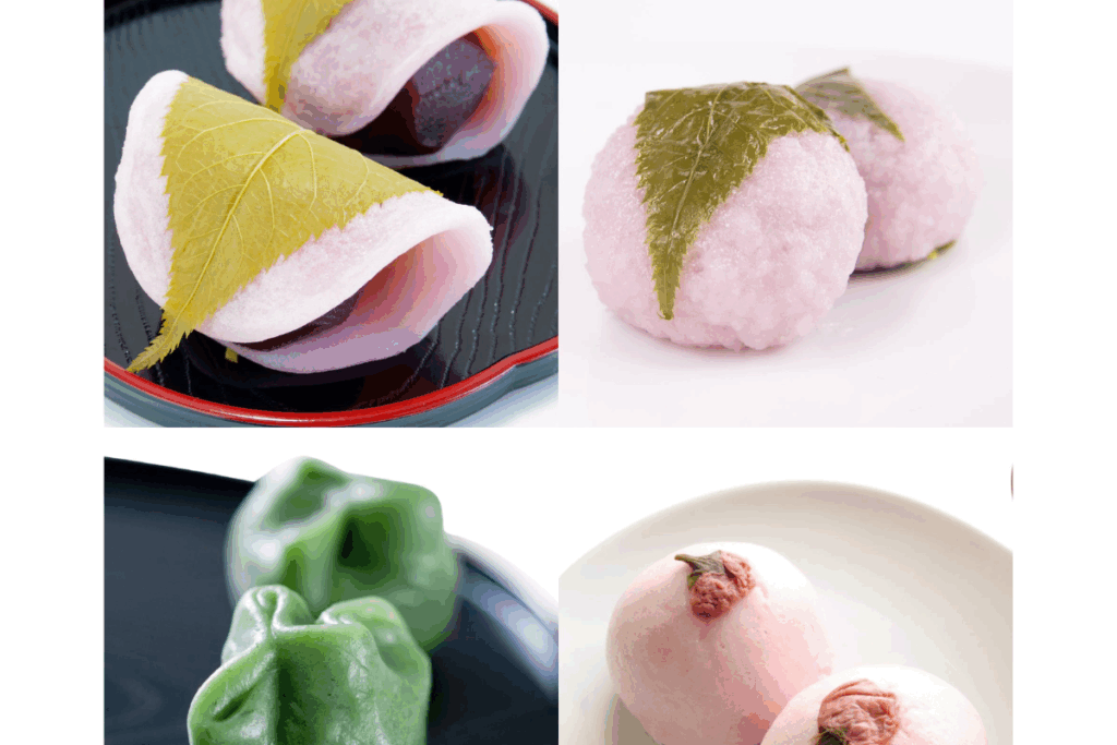 Sakura mochi (cherry blossom rice cakes), domyoji (a type of sakura mochi), and kusamochi (mugwort rice cakes) are representative of the Japanese Spring.