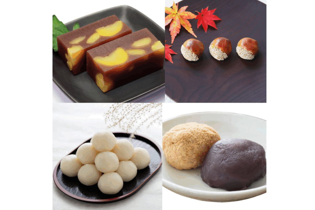 Kuri yokan (chestnut jelly) and kuri manju (chestnut buns)