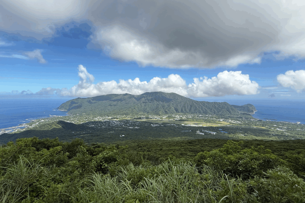 Lush greenery and open skies on Hachijojima, capturing the island’s clean air and relaxed pace of life.