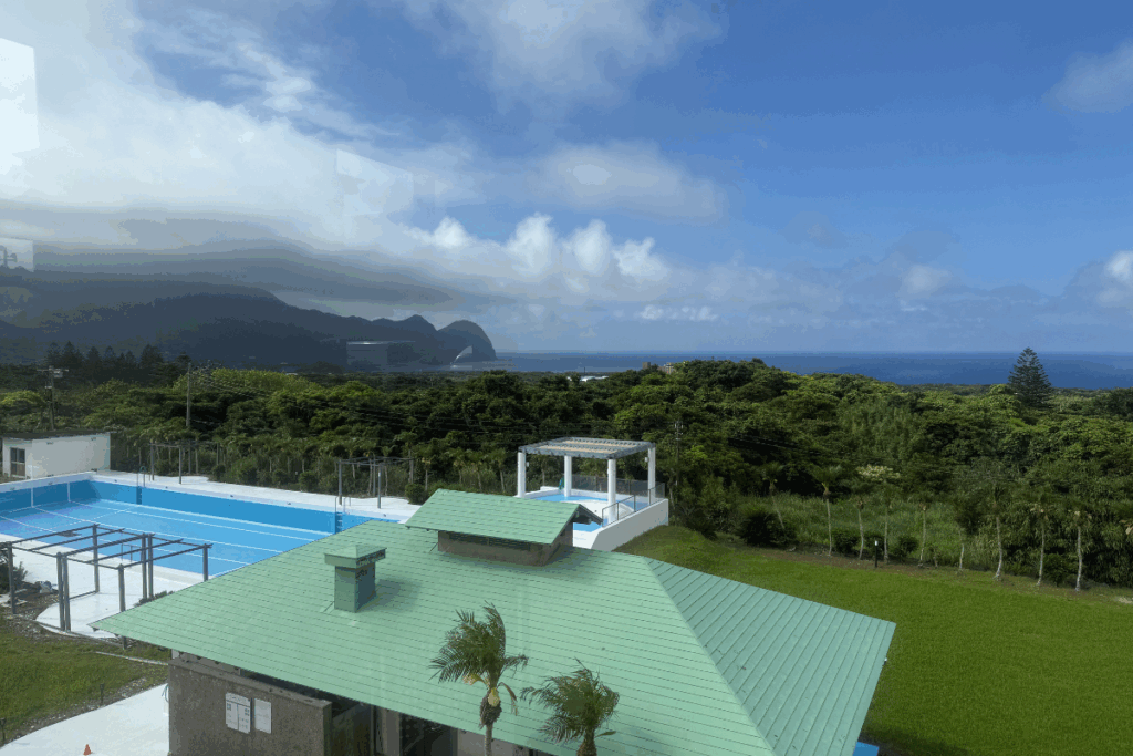 Surrounded by lush nature, this peaceful scene reflects the range of accommodations on Hachijojima