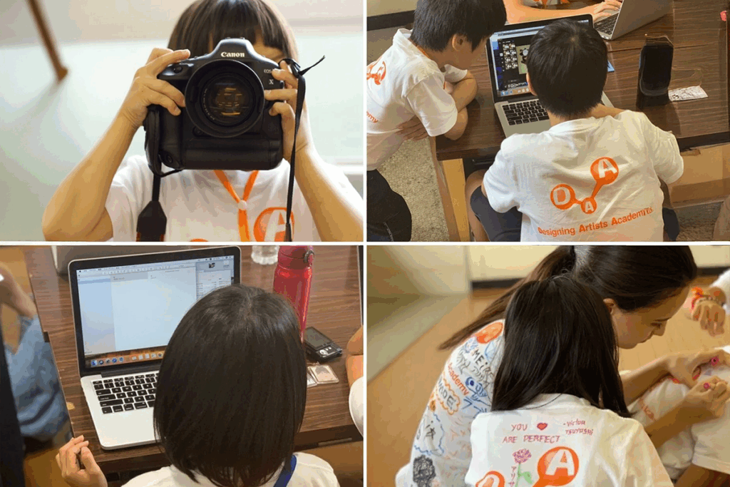 Children enjoying their time exploring how to use the web, providing technological support for their future