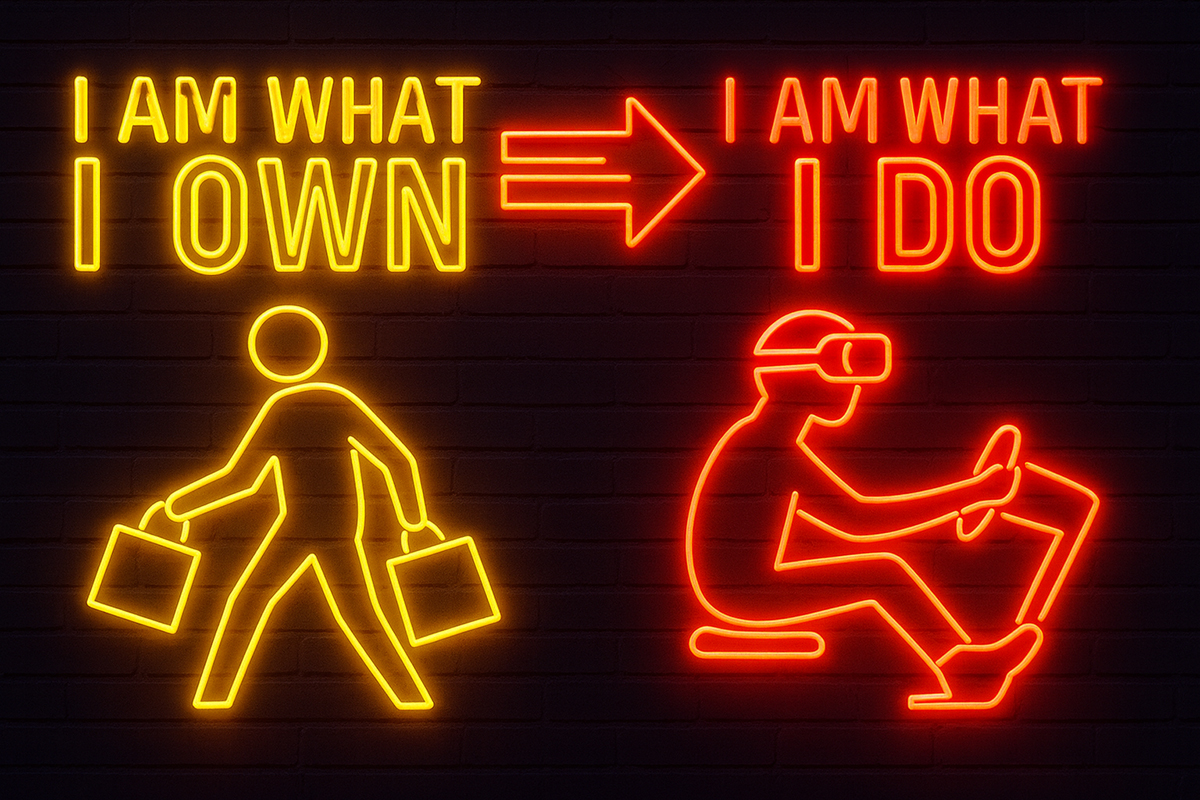 Before: I am what I OWN. After: I am what I DO.