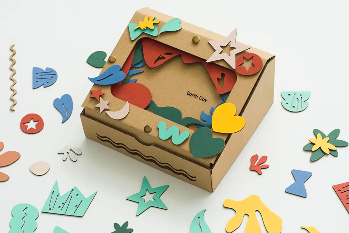 Colorful Cardboard Eco-conscious Learning with Dambo Tokyo for Earth Day box and shapes