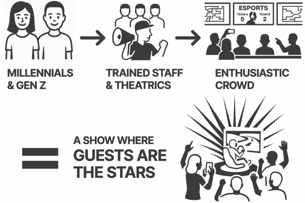 Millenials / Gen Z + Trained Staff + Enthusiastic Crowd = Guests are the Stars of the Show