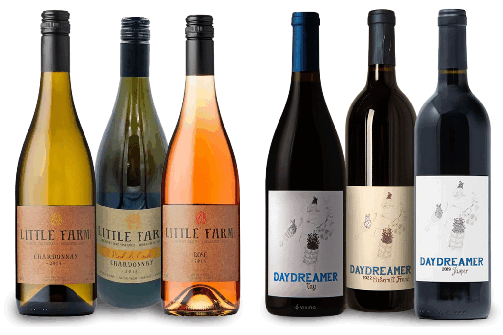 Lineup of Little Farm Wine and Daydream Wine from Canada for a wine event in Tokyo
