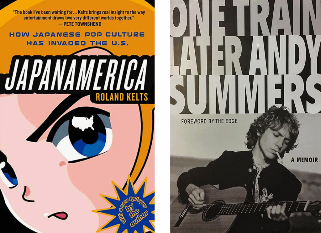 Book covers of Japanamerica by Roland Kelts and One Train Later by Andy Summers
