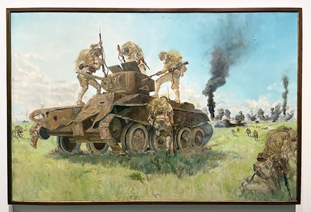 Japanese artwork showing troops in battle during the second world war.