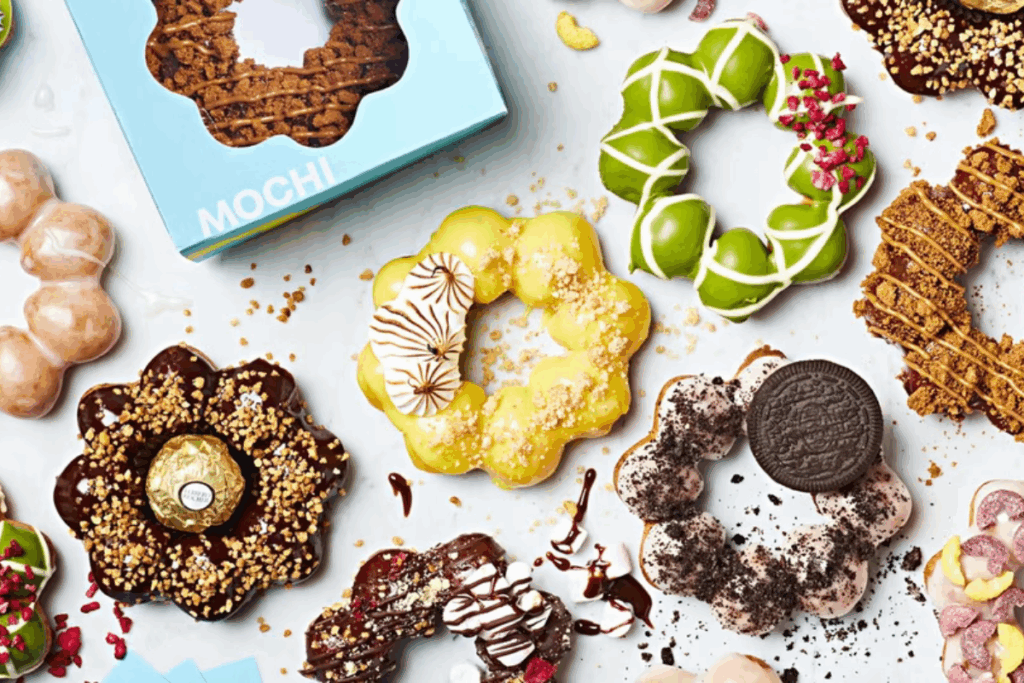 Popular Japanese-style donuts made with mochiko rice flour.