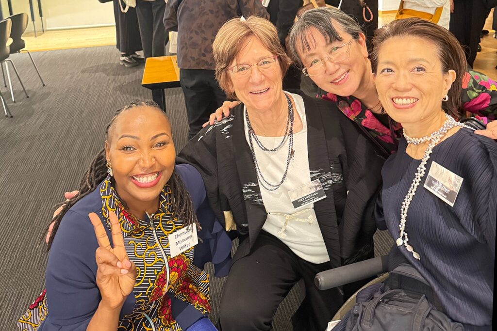 CWAJ scholar Wiliter Chemutai Momanyi, President Heidi Sweetnam, Vice-president Yoko Moskowitz, Publicity Co-Chair Yuko Shimura