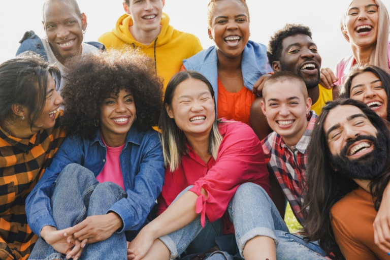 Diverse young people prioritizing mental health and happiness