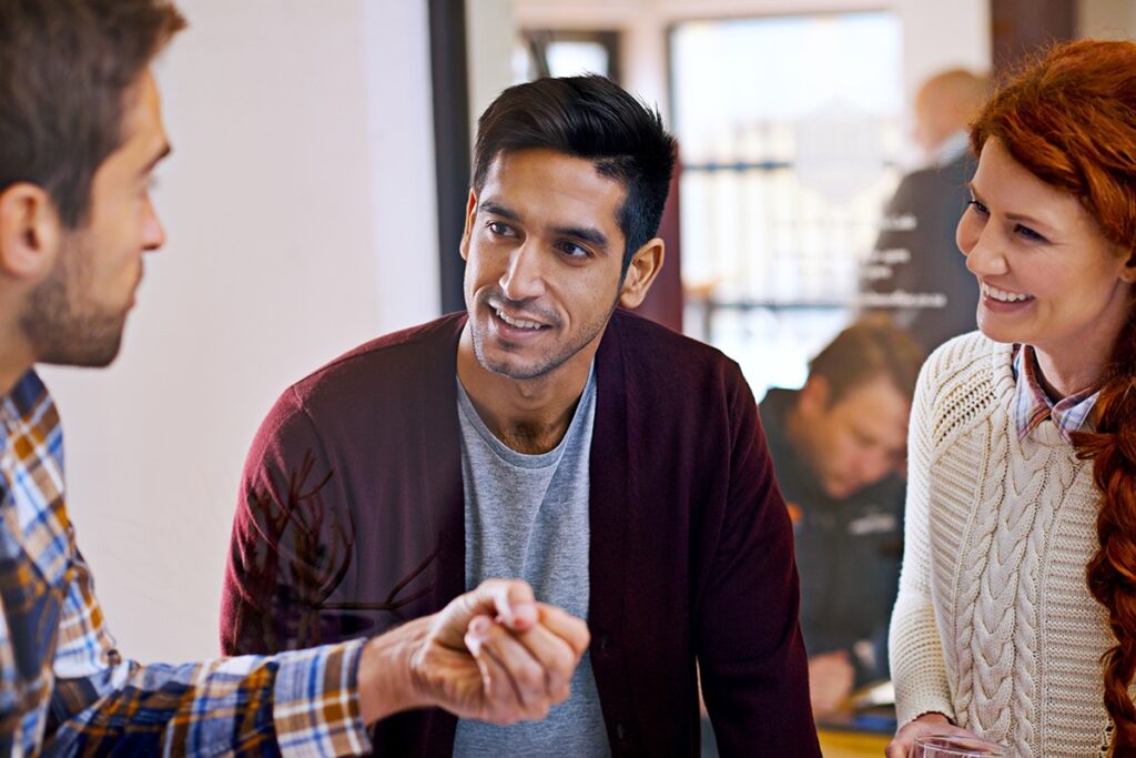 Diverse group socializing