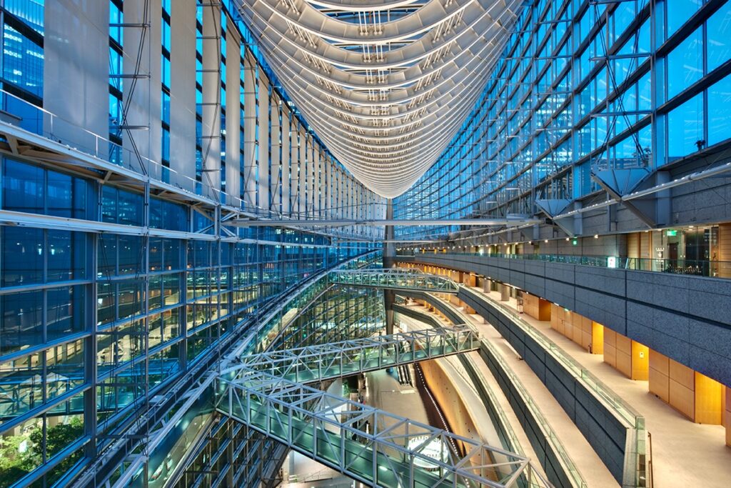 Tokyo International Forum’s glass atrium.