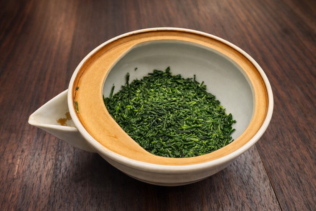 sencha in a Japanese pot