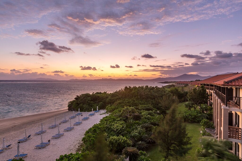 beautiful sunset over the ocean at Club Med resort