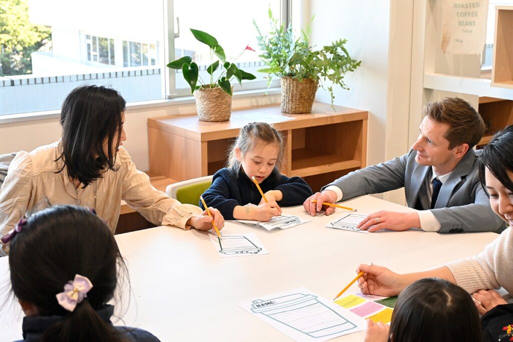 Child studying with the support of teachers and family