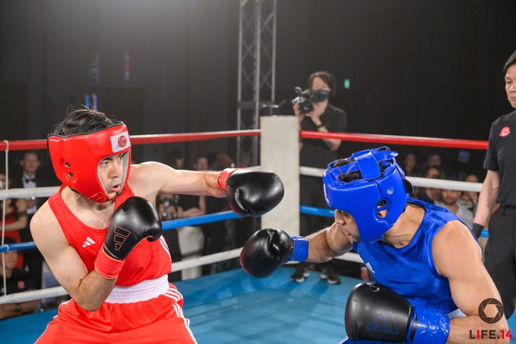 Two fighters during a boxing match during EFN