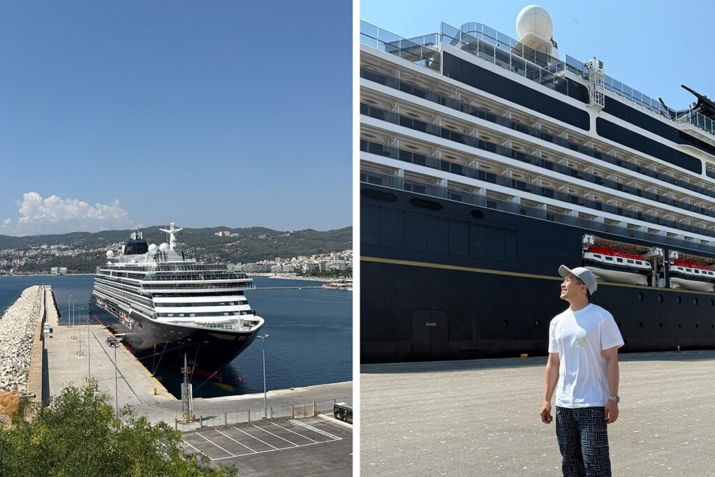 Afra Rahman's review and the cruise ship at a port