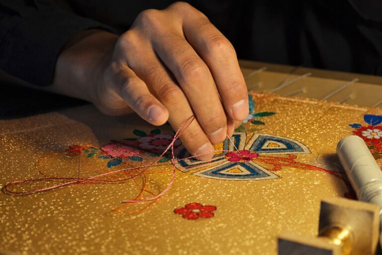 Traditional Japanese crafts: hand embroidering