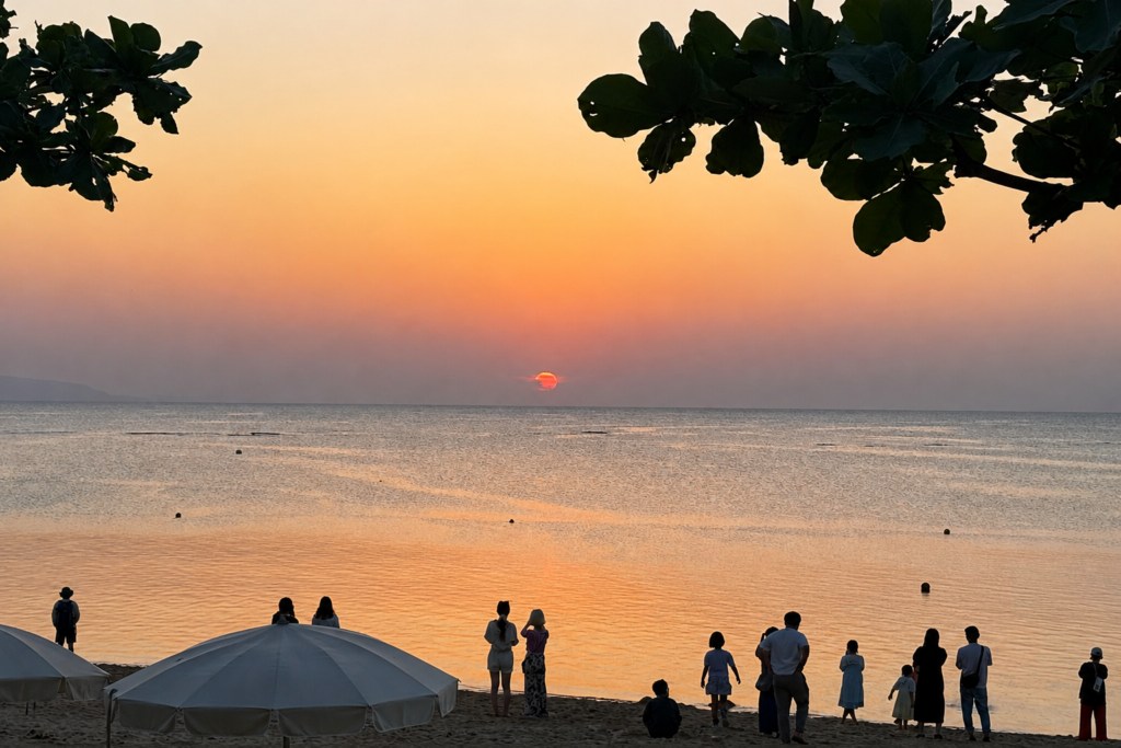 Sunset viewed from a Japanese beach