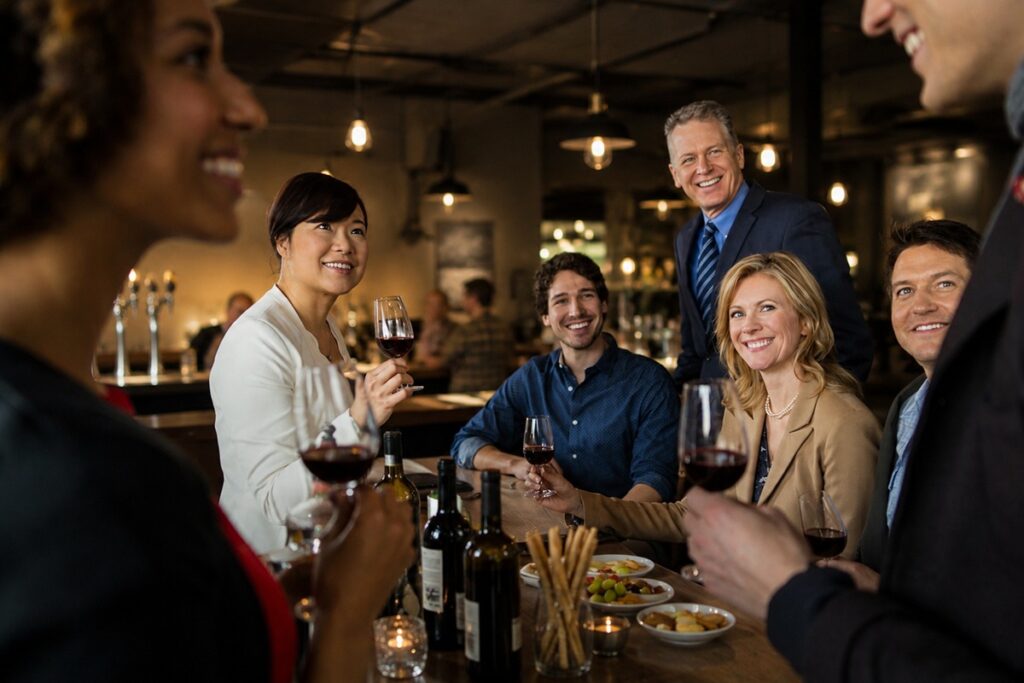 Colleagues gather at Tokyo bar for business networking