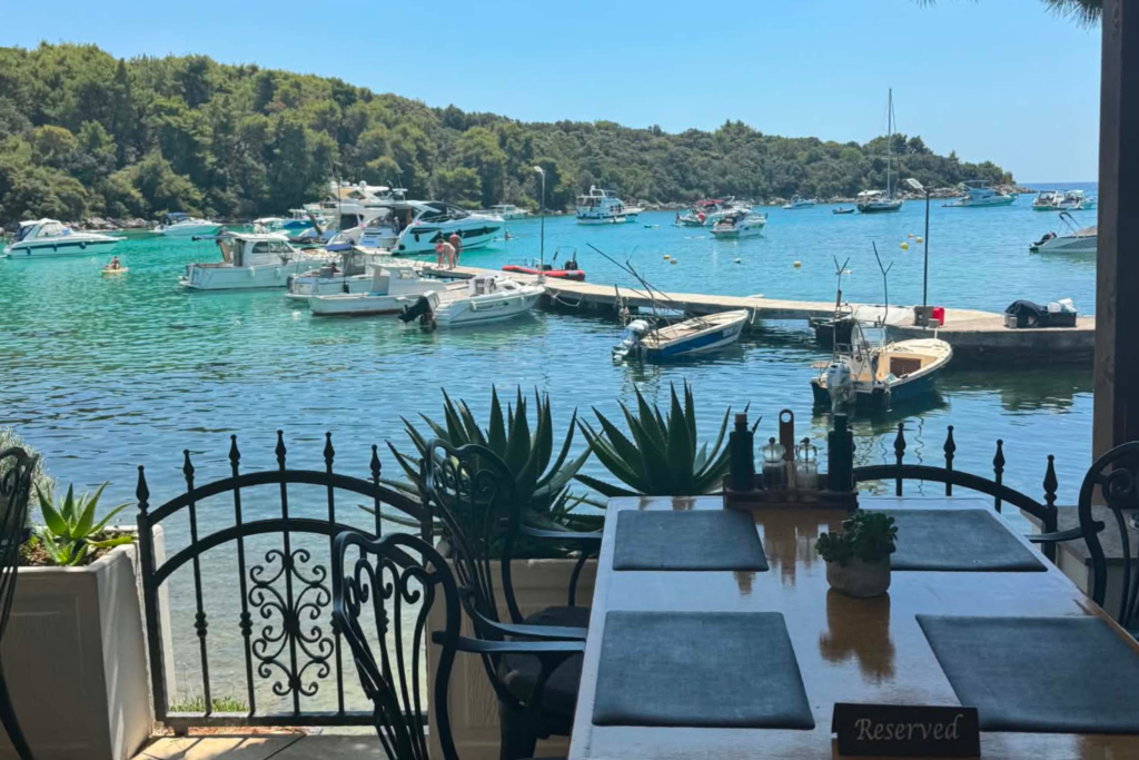 A view of the Croatian bay with boats docked